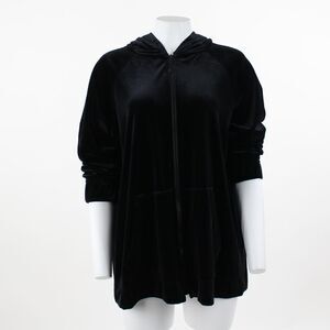 Jones New York Plus Size Velour Zippered Hood Jones Black 2X